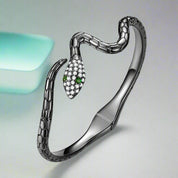 Classical Snake Diamond Open Bangle Bracelet-Evani Naomi Jewelry