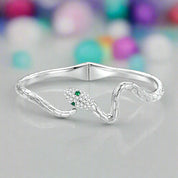 Classical Snake Diamond Open Bangle Bracelet-Evani Naomi Jewelry