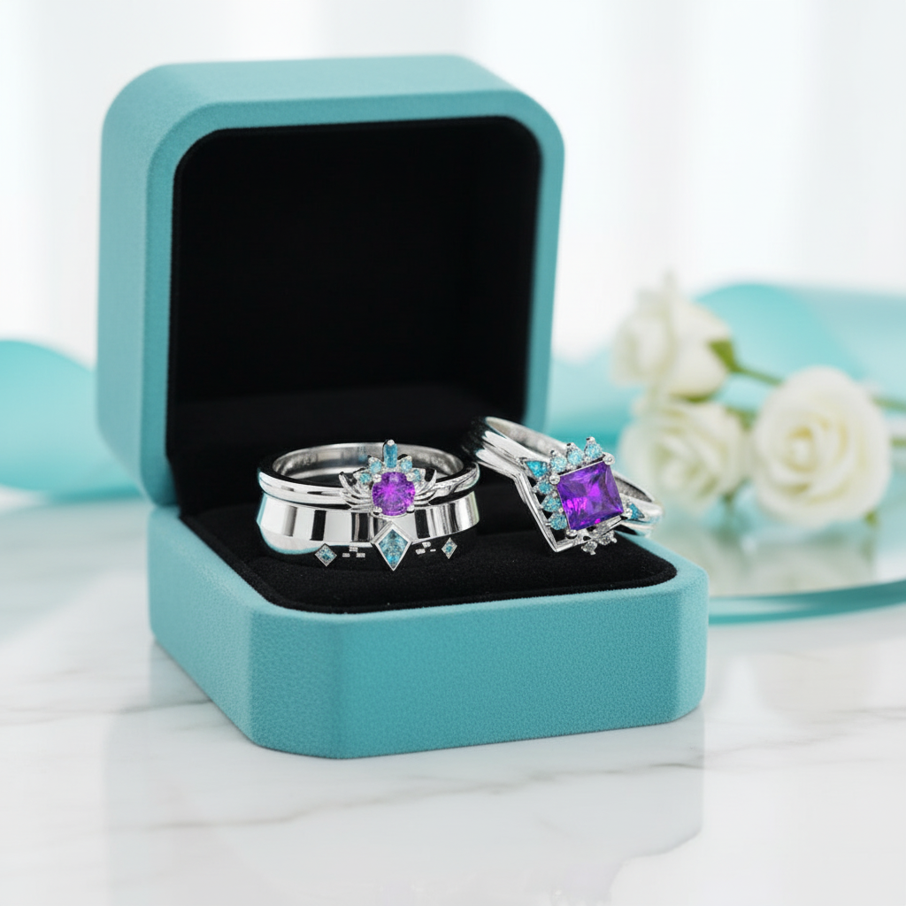 Amethyst Birthstone Ring in 14k White Gold-Evani Jewelry