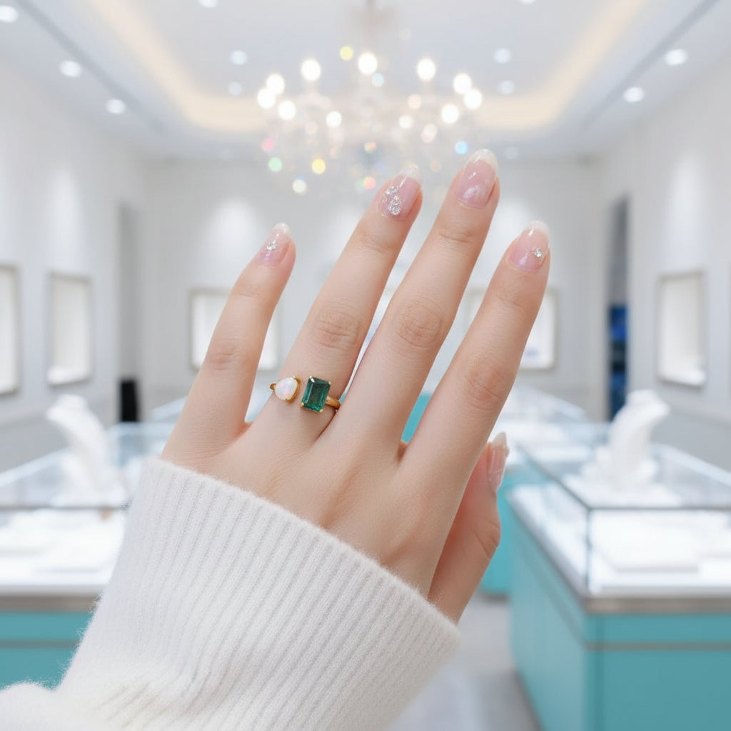 Beneath the Sentinel Trees- Natural Moss Agate Adjustable Rings-Evani Jewelry