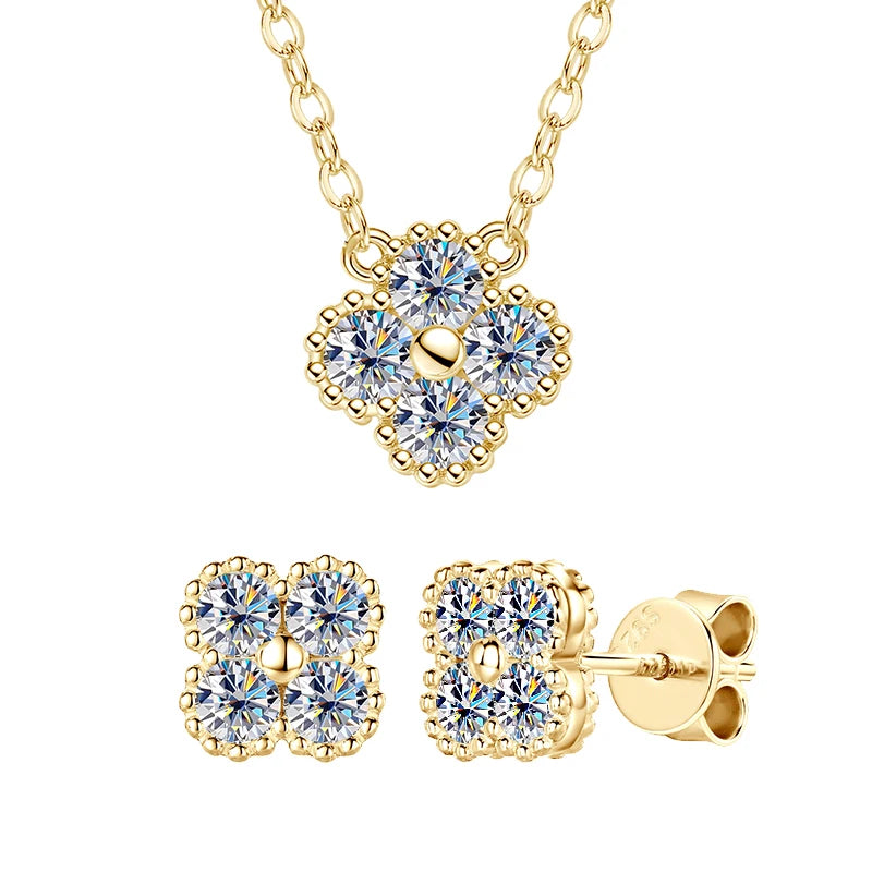 Clover Leaf Necklace Earrings and Bracelet Set with Certified Diamond-Evani Naomi Jewelry