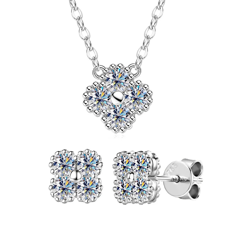 Clover Leaf Necklace Earrings and Bracelet Set with Certified Diamond-Evani Naomi Jewelry