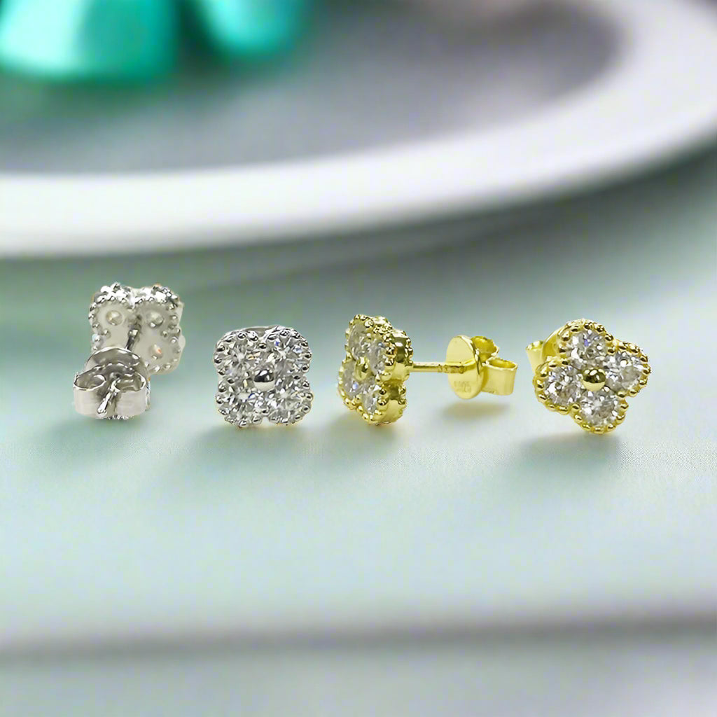 Clover Leaf Necklace Earrings and Bracelet Set with Certified Diamond-Evani Jewelry