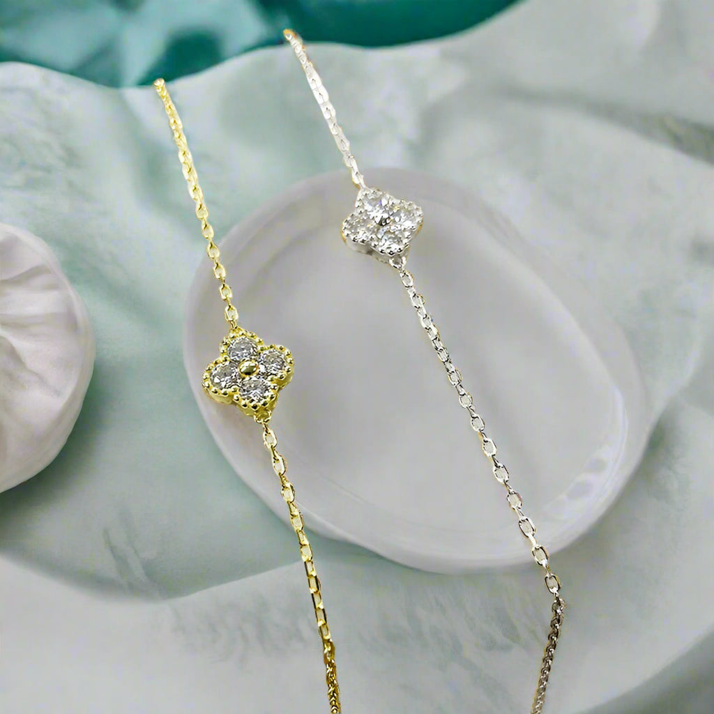 Clover Leaf Necklace Earrings and Bracelet Set with Certified Diamond-Evani Naomi Jewelry