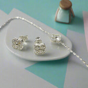 Clover Leaf Necklace Earrings and Bracelet Set with Certified Diamond-Evani Naomi Jewelry