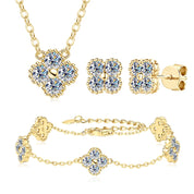 Clover Leaf Necklace Earrings and Bracelet Set with Certified Diamond-Evani Naomi Jewelry