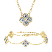 Clover Leaf Necklace Earrings and Bracelet Set with Certified Diamond-Evani Naomi Jewelry