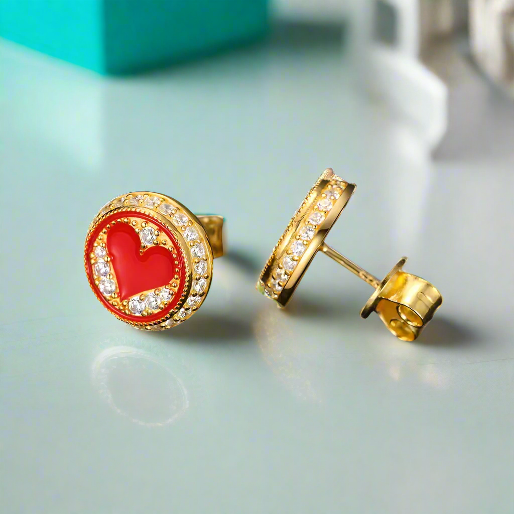 Club and Heart Poker Diamond Stud Earrings-Evani Naomi Jewelry