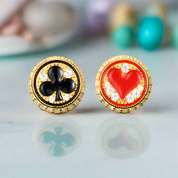 Club and Heart Poker Diamond Stud Earrings-Evani Naomi Jewelry