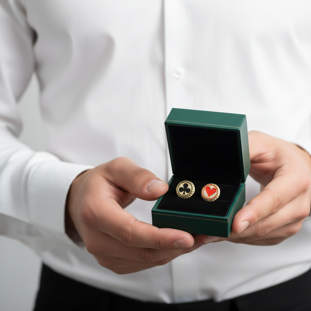 Club and Heart Poker Diamond Option Stud Earrings