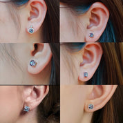Collage of earrings worn on different ears
