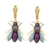 Colorful Diamond Bee Earrings-Evani Naomi Jewelry