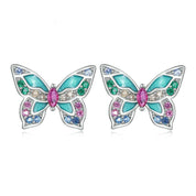 Colorful Diamond Butterfly Stud Earrings-Evani Naomi Jewelry