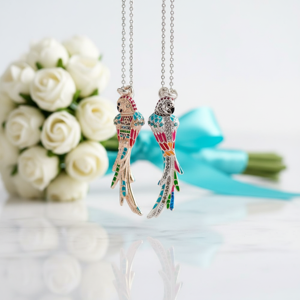 Colorful Parrot with Diamond Pendant-Evani Jewelry