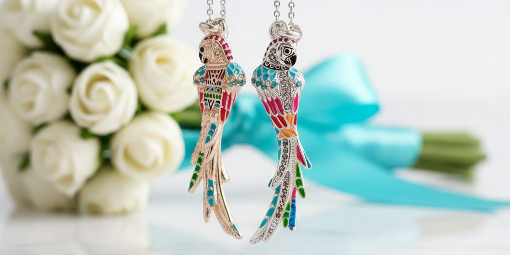 Colorful Parrot with Diamond Pendant-Evani Jewelry