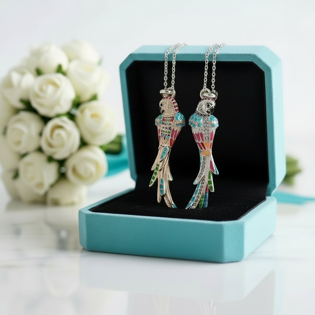Colorful Parrot with Diamond Option Pendant - Evani Naomi Jewelry