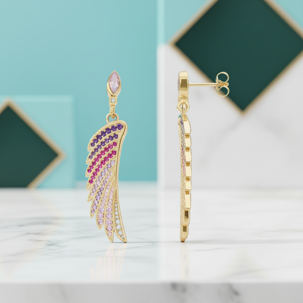 Colorful Stones Hummingbird Wing Earrings-Evani Jewelry