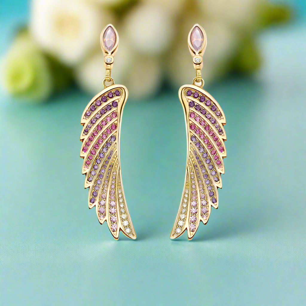 Colorful Stones Hummingbird Wing Earrings-Evani Naomi Jewelry