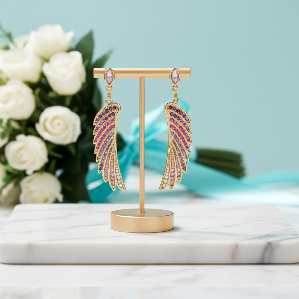 Colorful Stones Hummingbird Wing Earrings-Evani Jewelry