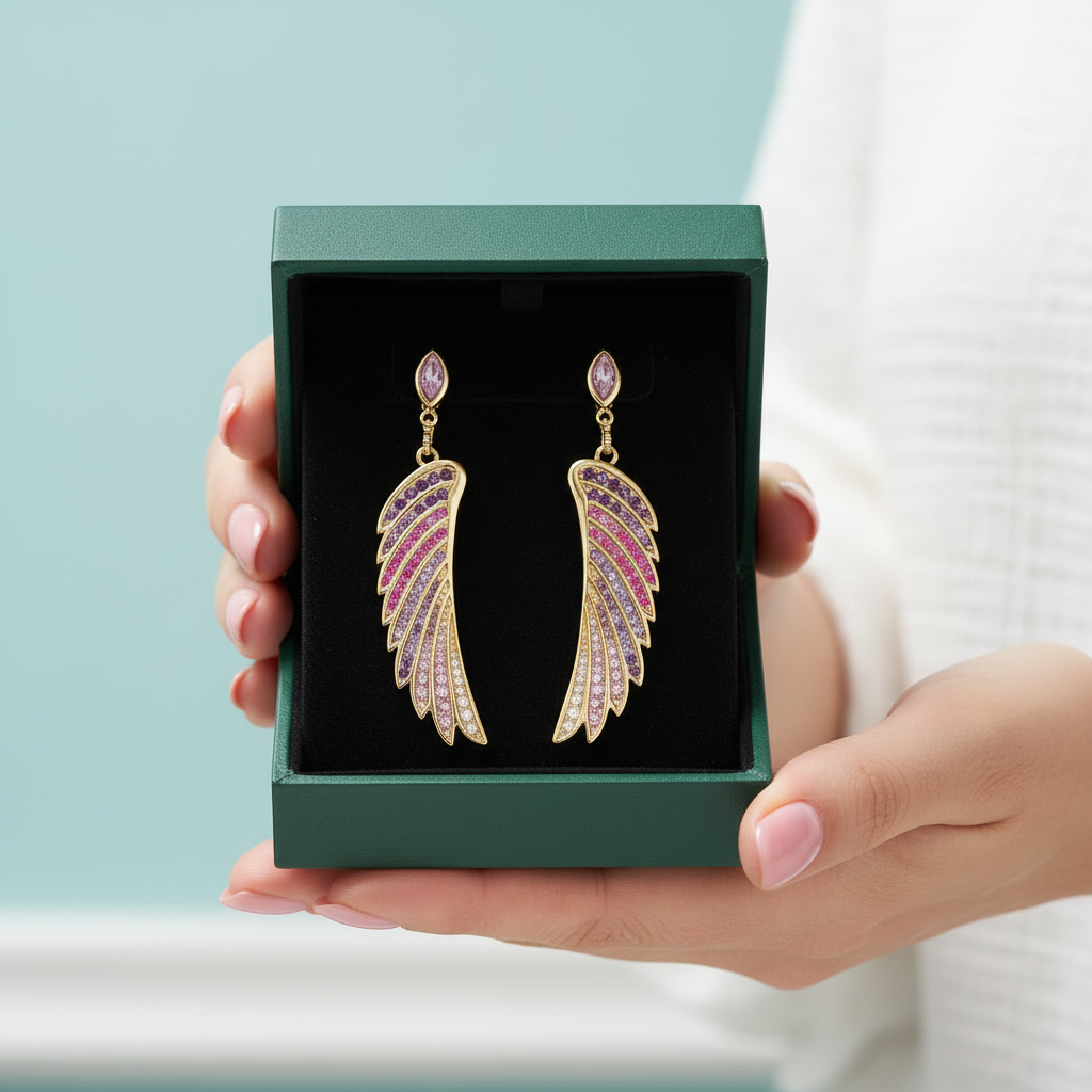 Colorful Stones Hummingbird Wing Earrings