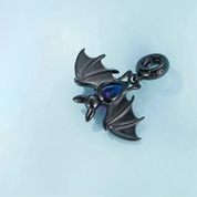 Cool Black Bat with Rainbow Pear-Cut Stone Charm-Evani Naomi Jewelry