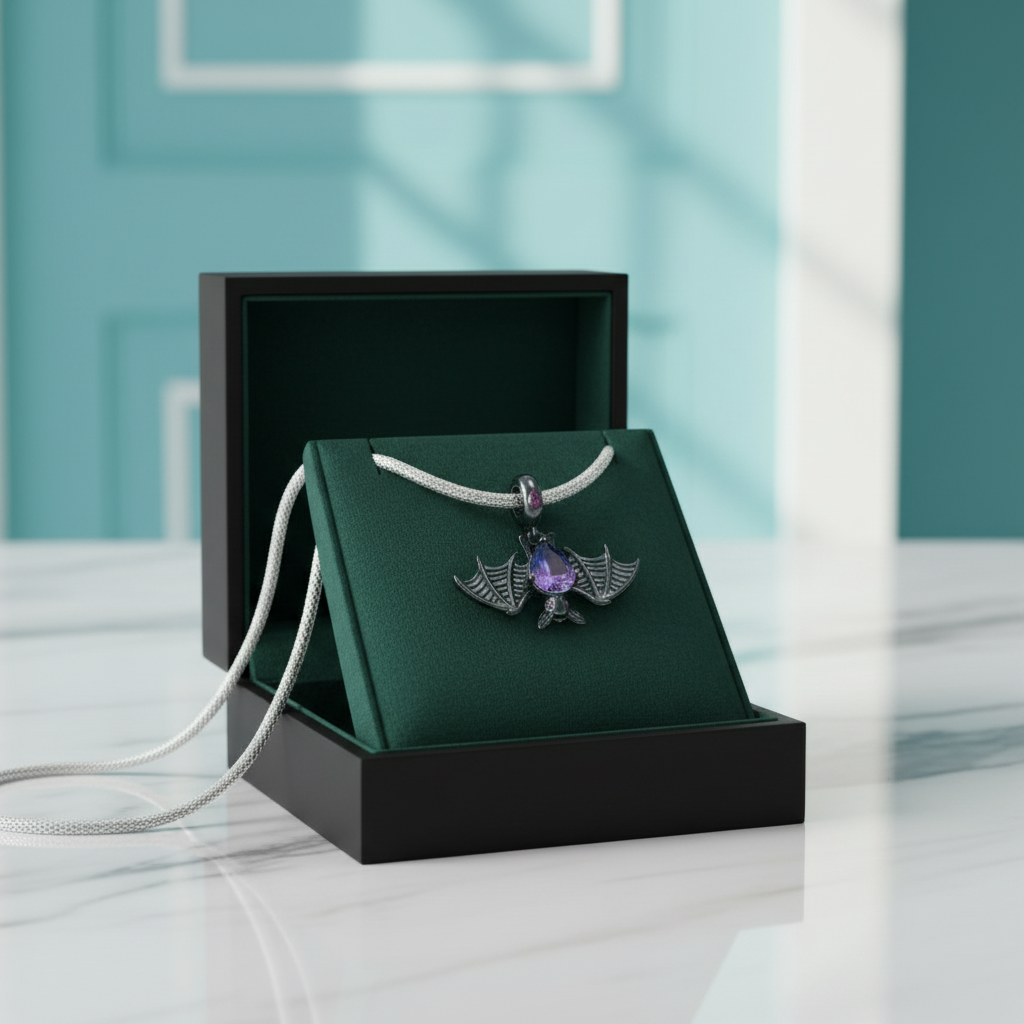 Cool Black Bat with Rainbow Pear-Cut Stone Charm - Evani Naomi Jewelry