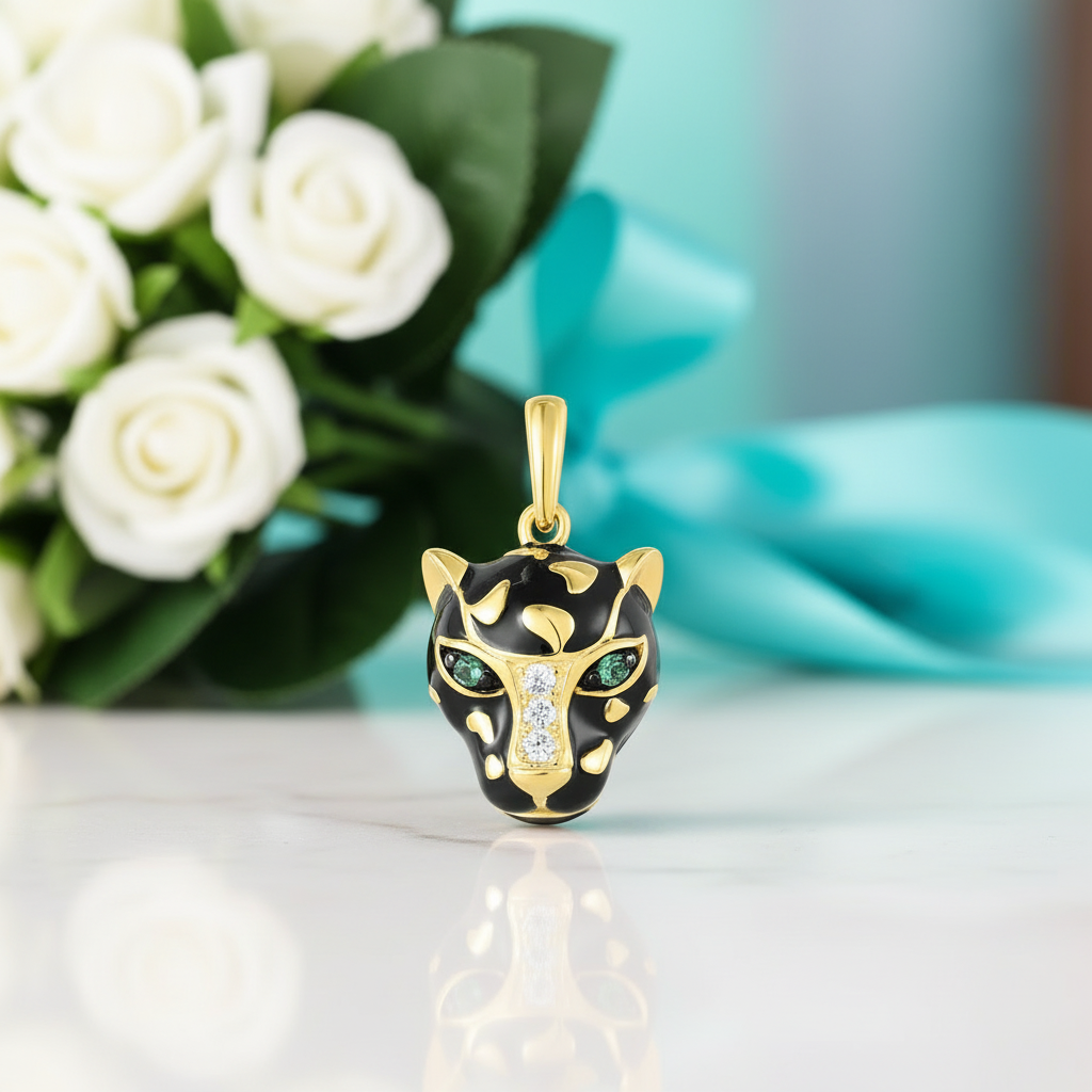Cool Diamond Black Leopard Pendant-Evani Jewelry