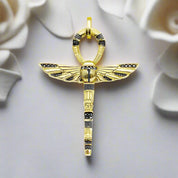 Cross of Life Ankh with Scarab Golden Pendant-Evani Naomi Jewelry