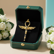 Cross of Life Ankh with Scarab Golden Pendant - Evani Naomi Jewelry