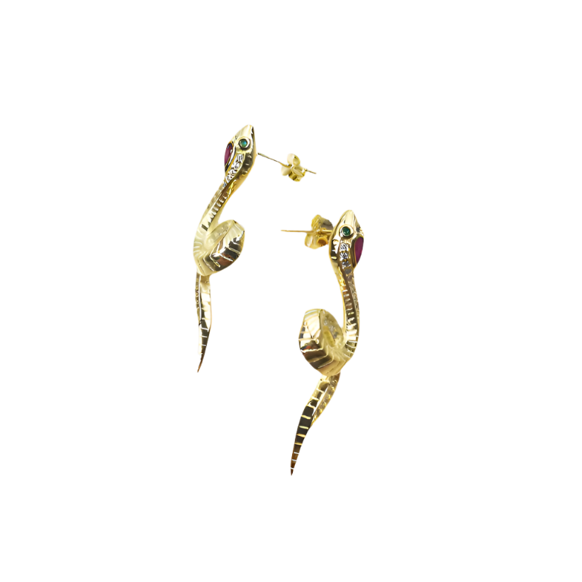 Curved Snake Vintage Stud Earrings-Evani Naomi Jewelry