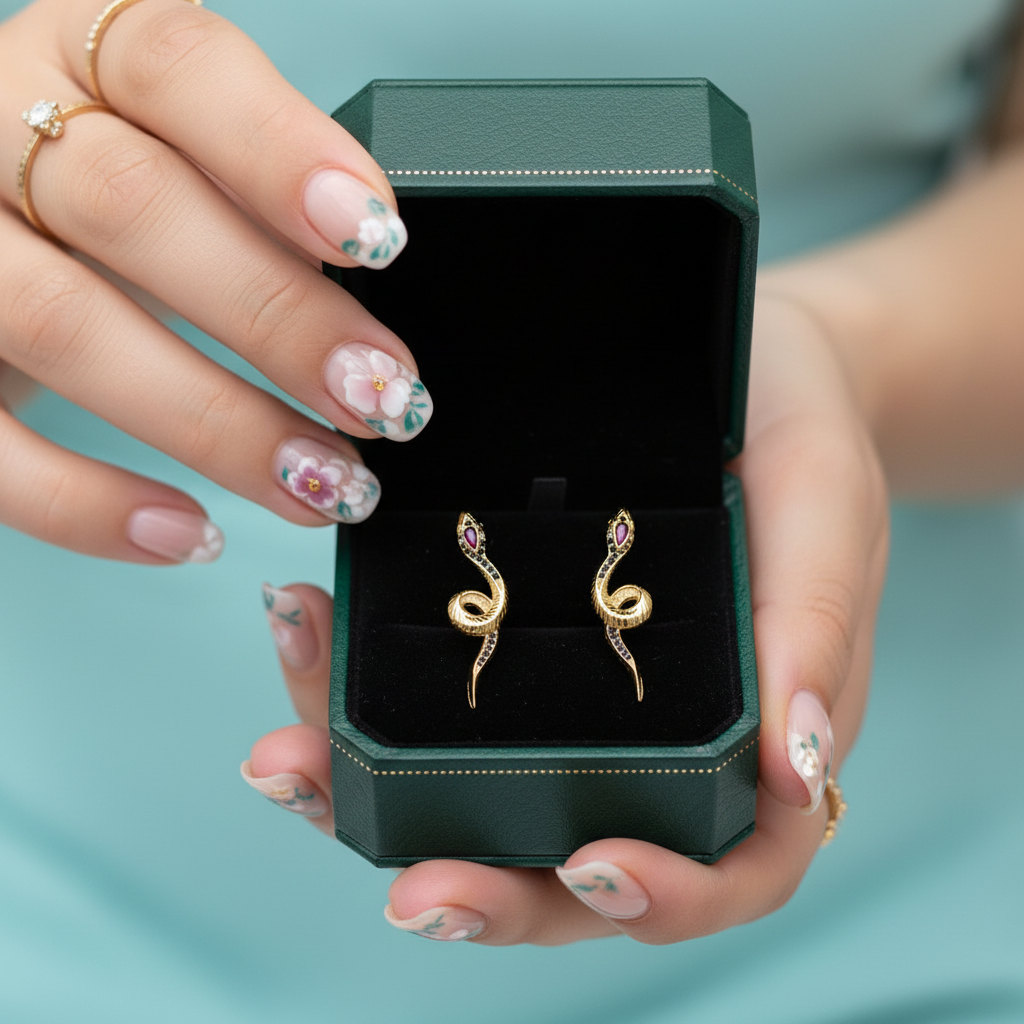 Curved Snake Vintage Stud Earrings