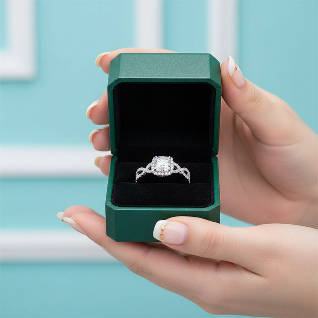 Cushion Cut 1ct Diamond OptionHalo 14K Engagement Ring - Evani Naomi Jewelry