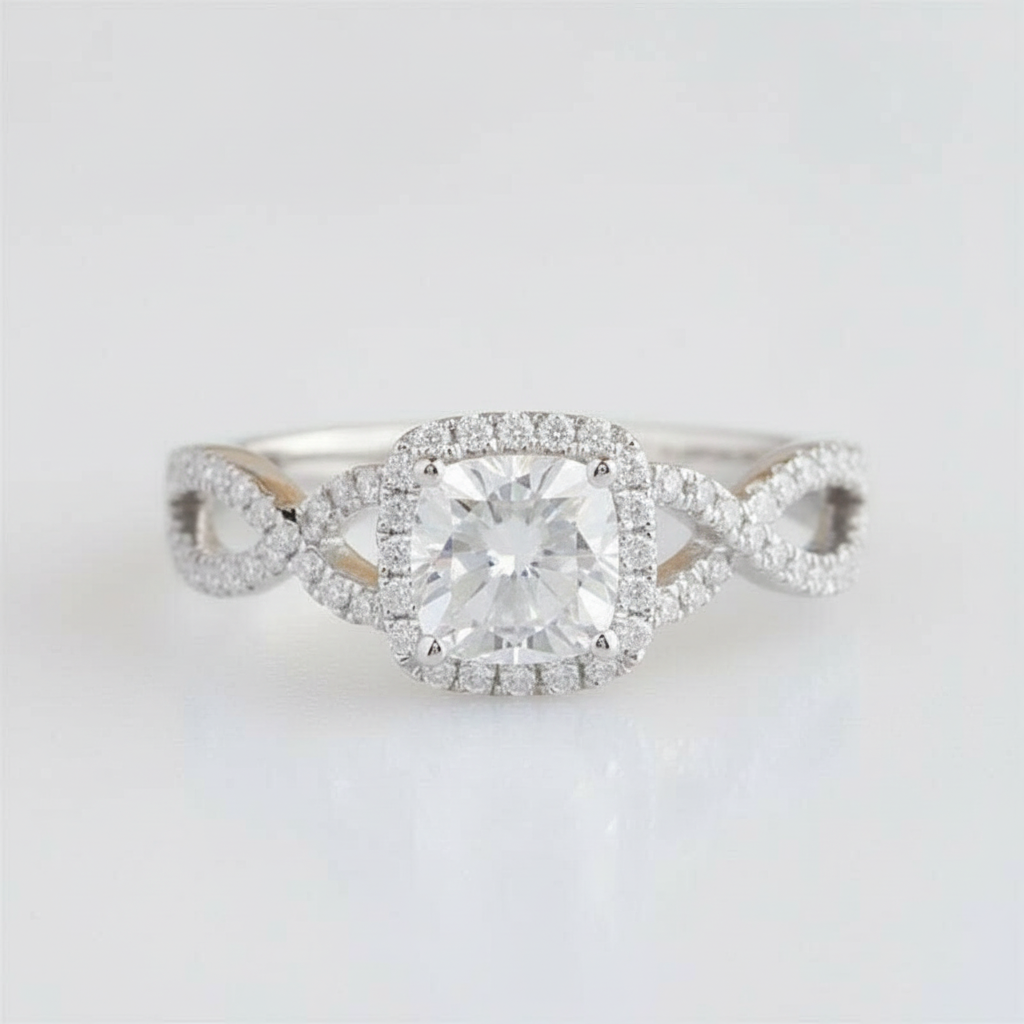 Cushion Cut 1ct Diamond OptionHalo 14K Engagement Ring - Evani Naomi Jewelry