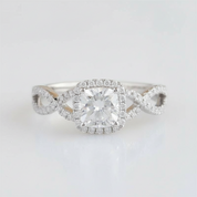 Cushion Cut 1ct Diamond OptionHalo 14K Engagement Ring - Evani Naomi Jewelry