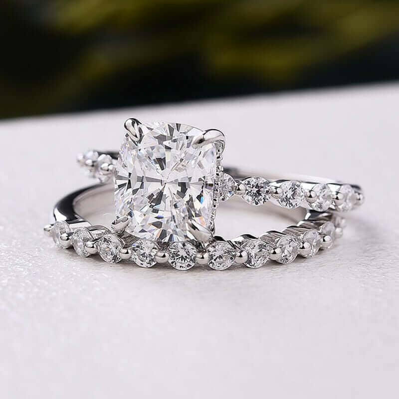 Cushion Cut 2.0 ct Diamond Bridal Ring Set-Evani Naomi Jewelry