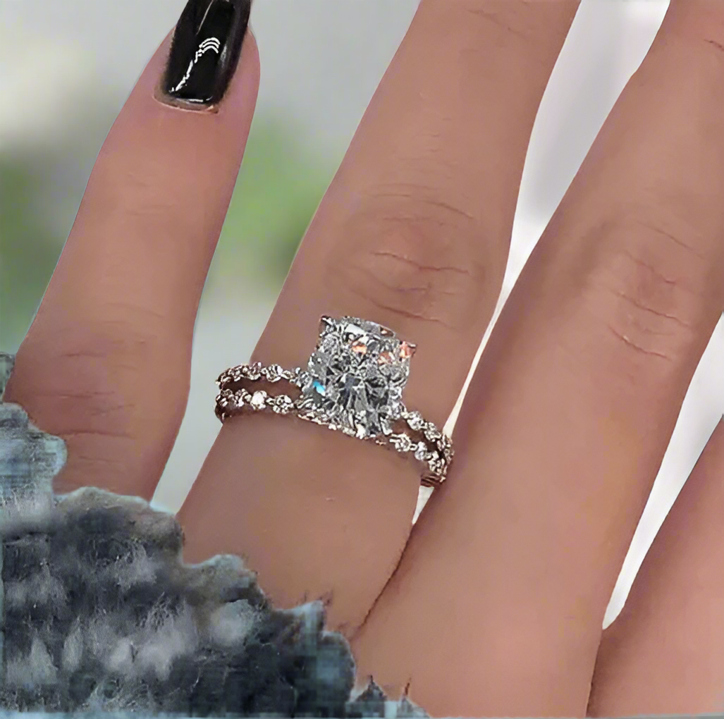 Cushion Cut 2.0 ct Diamond Bridal Ring Set-Evani Naomi Jewelry