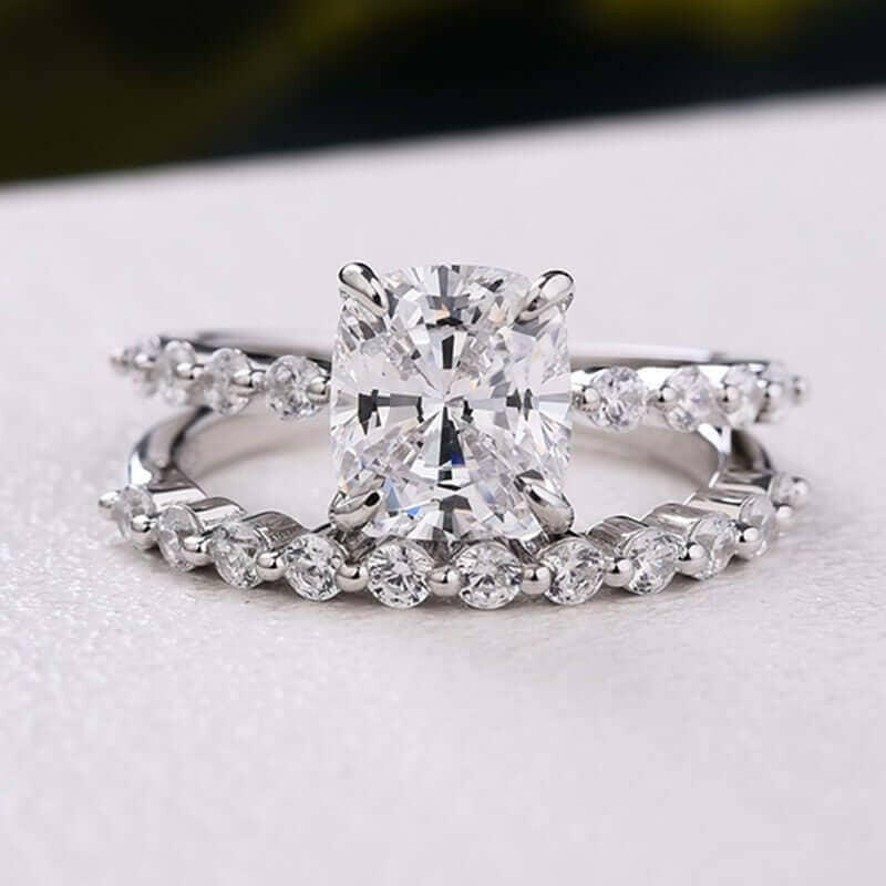 Cushion Cut 2.0 ct Diamond Bridal Ring Set-Evani Jewelry