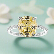 Cushion Cut 3.0 ct Yellow Sapphire Diamond Engagement Ring-Evani Naomi Jewelry