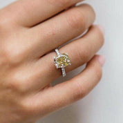 Cushion Cut 3.0 ct Yellow Sapphire Diamond Engagement Ring-Evani Naomi Jewelry