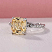 Cushion Cut 3.0 ct Yellow Sapphire Diamond Engagement Ring-Evani Naomi Jewelry
