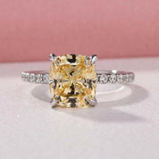 Cushion Cut 3.0 ct Yellow Sapphire Diamond Engagement Ring-Evani Naomi Jewelry