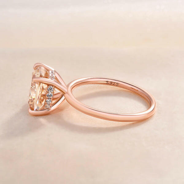 Cushion Cut 3.0ct Champagne Diamond Rose Gold Engagement Ring-Evani Naomi Jewelry