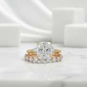 3.5ct Cushion Cut Diamond Birthstone Bridal Set-Evani Jewelry