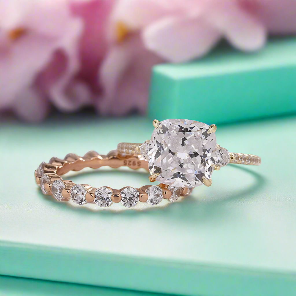 Cushion Cut 3.5 ct Diamond Bridal Set-Evani Naomi Jewelry