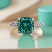 Cushion Cut 3.5 ct Paraiba Tourmaline Diamond Engagement Ring-Evani Naomi Jewelry