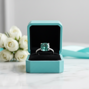 Cushion Cut 3.5 ct Paraiba Emerald Engagement Ring-Evani Jewelry