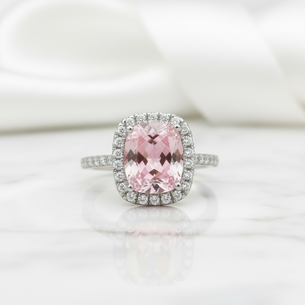 Cushion Cut 4.0ct Tourmaline with Halo Engagement Ring