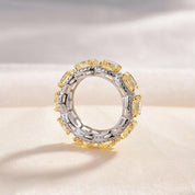 Cushion Cut 5.0ct Yellow Sapphire with Halo Wedding Band-Evani Naomi Jewelry