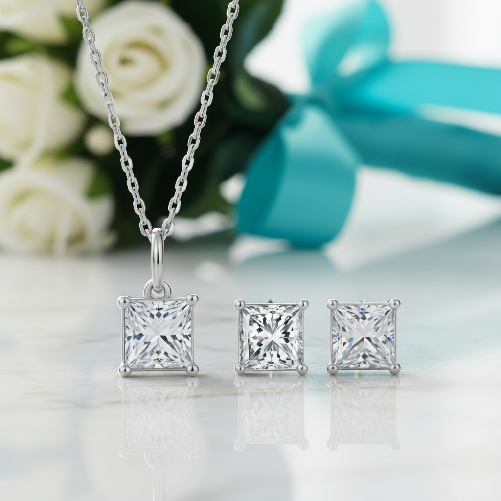 Cushion Cut Diamond Jewelry Set-Evani Jewelry