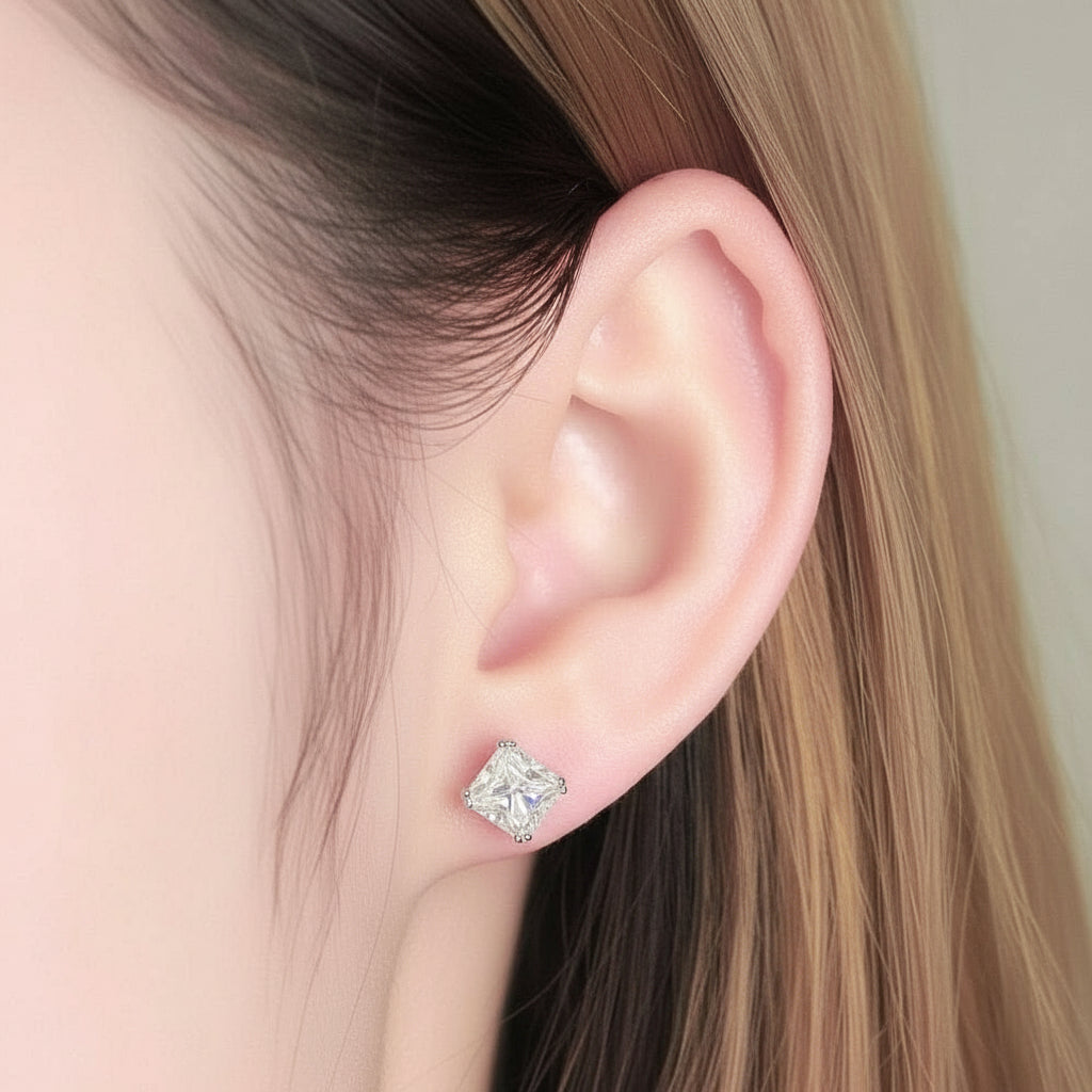 Cushion Cut Diamond Stud Earrings-Evani Naomi Jewelry
